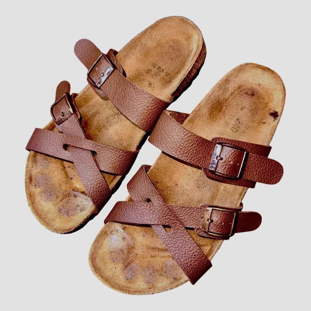 Birkenstock Nepal Brown Leather Criss Cross Strap Women's Sandals 37 US Size 6